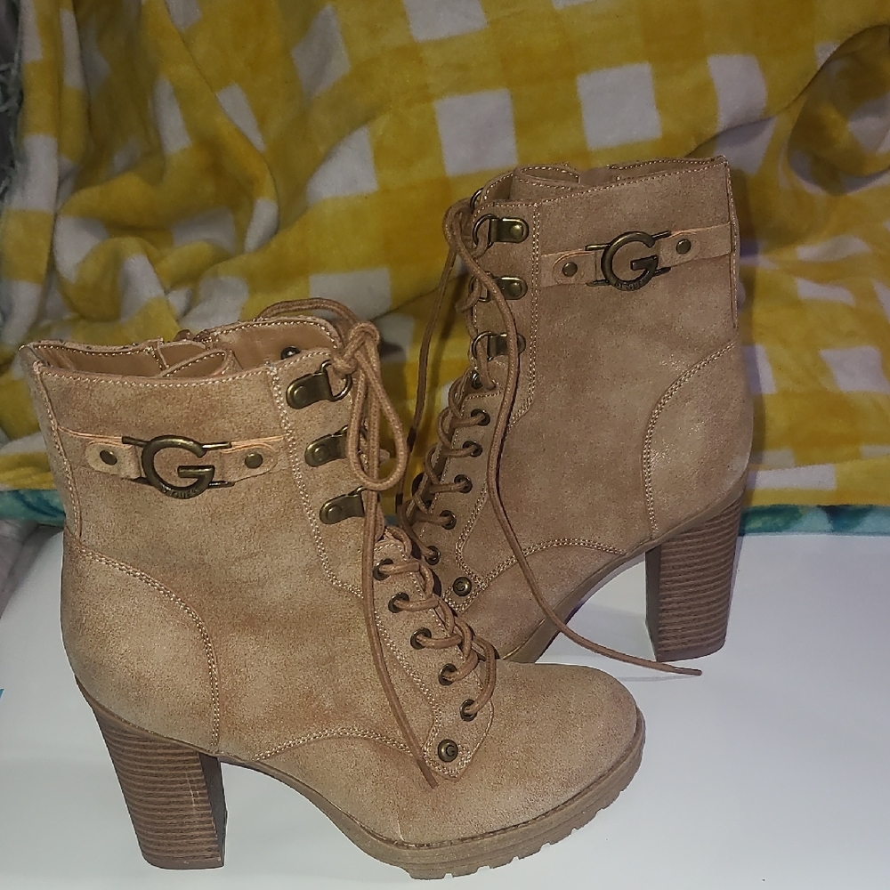 G by Guess Tan LaceUp Ankle Boots